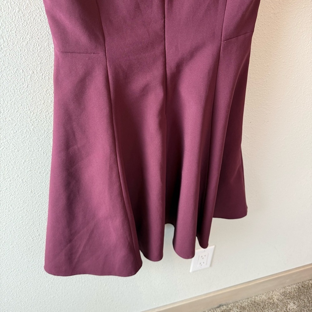 Gal Meets Glam Collection Serena Tie Cuff Fit and Flare Dress Burgundy 4 - Picture 14 of 14
